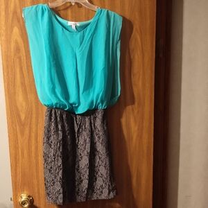 Speechless Turquoise and Gray Mini Dress